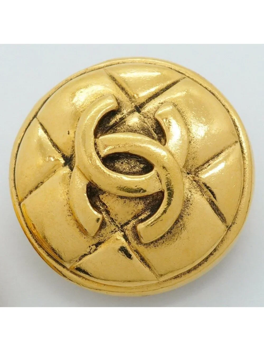 Chanel Earrings Vintage CC Logo Quilted Round